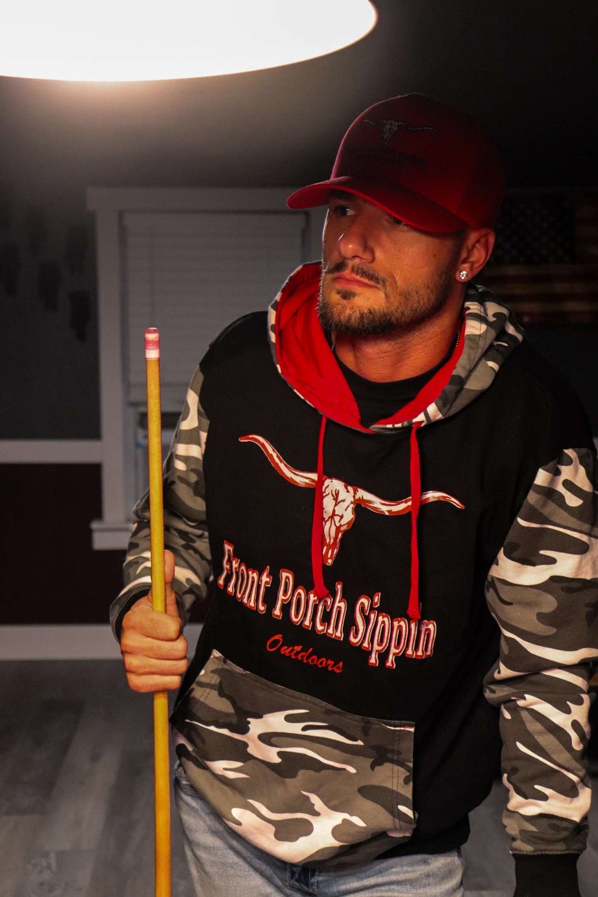 Black/red/white camo Hoodie