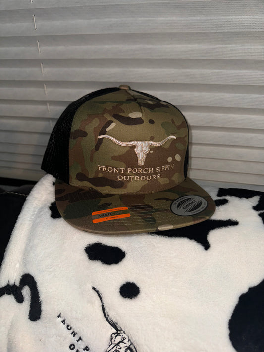 Army green camo/black back Snapback