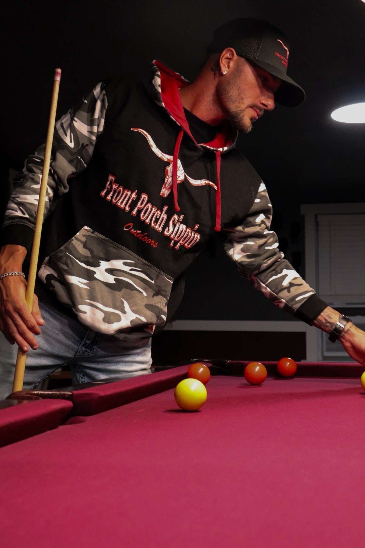 Black/red/white camo Hoodie