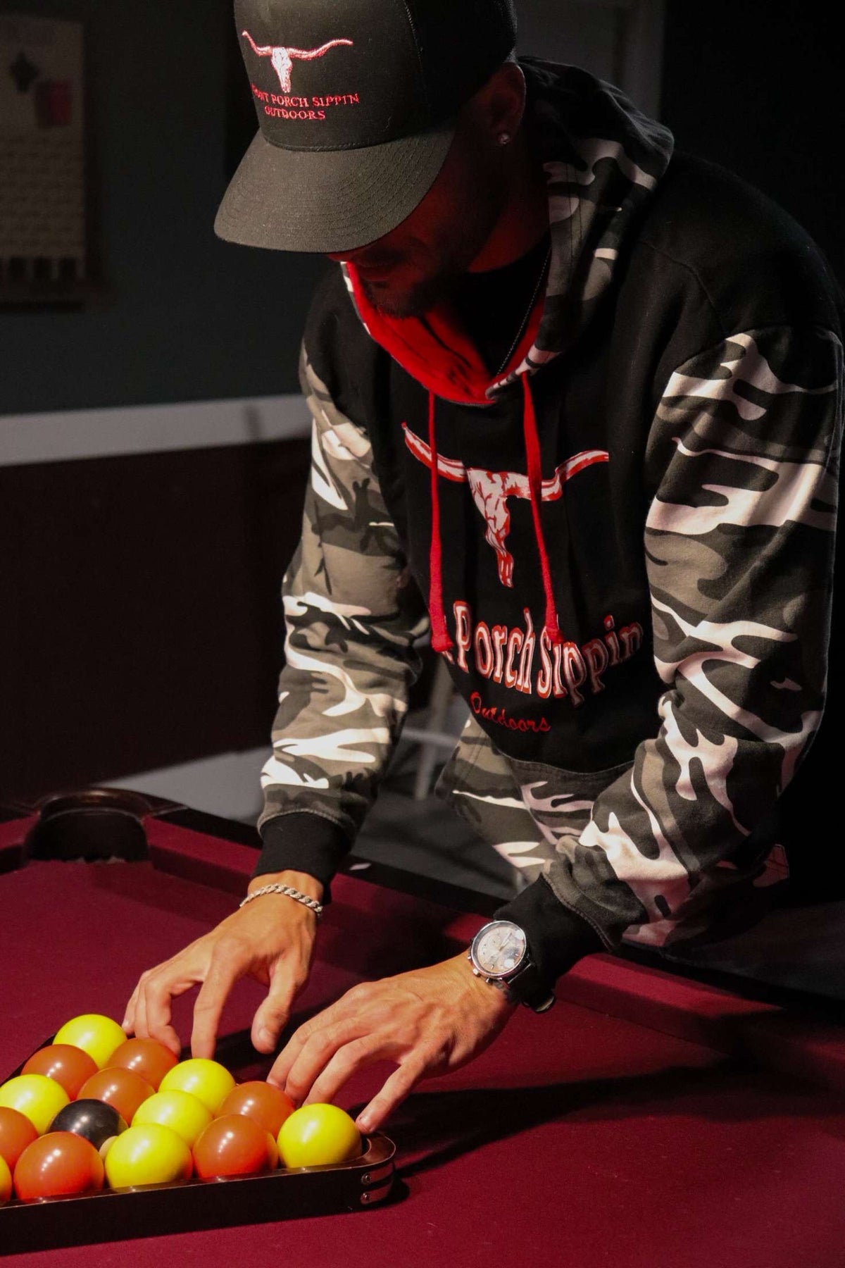 Black/red/white camo Hoodie